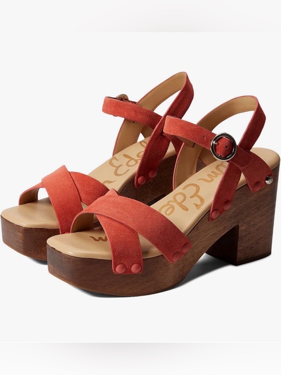 Sam Edelman Shoes - Sam Edelman Josefine Coral Suede Wood-Platform Clog Sandals Size 5.5
